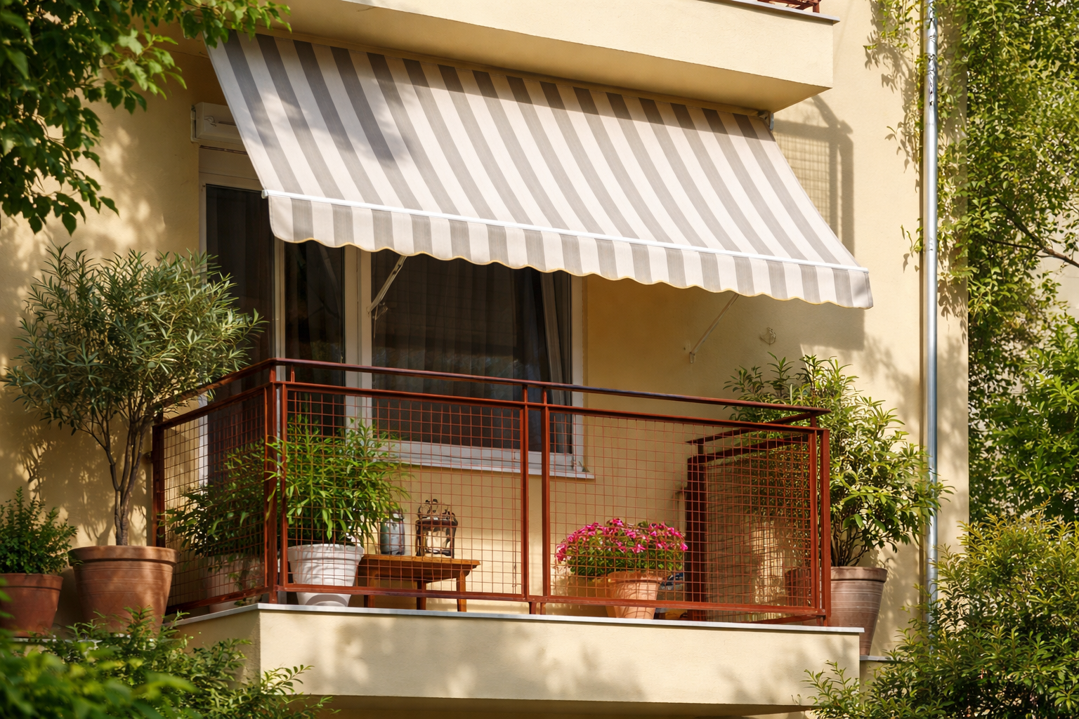 Balkon napellenző sima szürke erkély lezárás